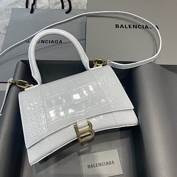 Okify Balenciaga Hourglass Crocodile Bag In White With Gold Hardware 23x10x14cm 21661