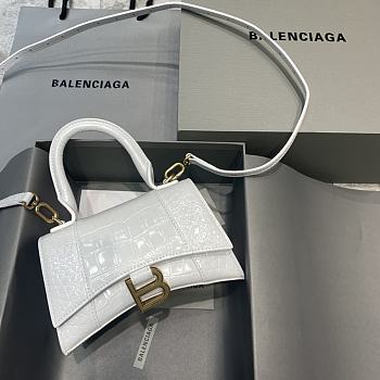 Okify Balenciaga Hourglass Crocodile Bag In White With Gold Hardware 19x8x11cm 21662