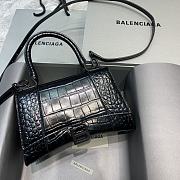 Okify Balenciaga Hourglass Crocodile Bag In Black With Black Hardware 23x10x14cm 21663 - 1