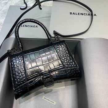 Okify Balenciaga Hourglass Crocodile Bag In Black With Black Hardware 23x10x14cm 21663