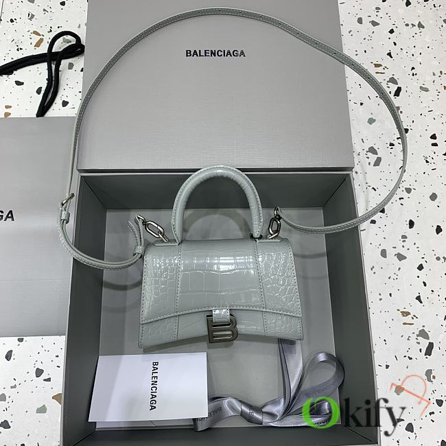 Okify Balenciaga Hourglass Crocodile Bag In Grey Gray 19x8x21cm - 1