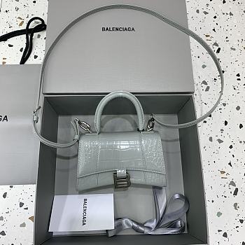 Okify Balenciaga Hourglass Crocodile Bag In Grey Gray 19x8x21cm