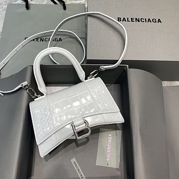 Okify Balenciaga Hourglass Crocodile Bag In White 19x8x21cm