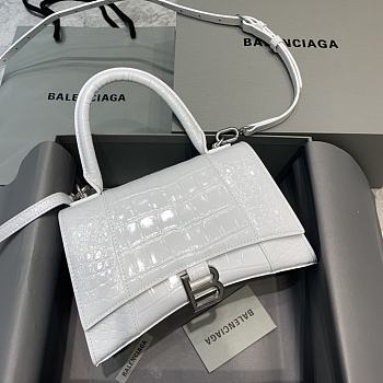 Okify Balenciaga Hourglass Crocodile Bag In White 23x10x14cm