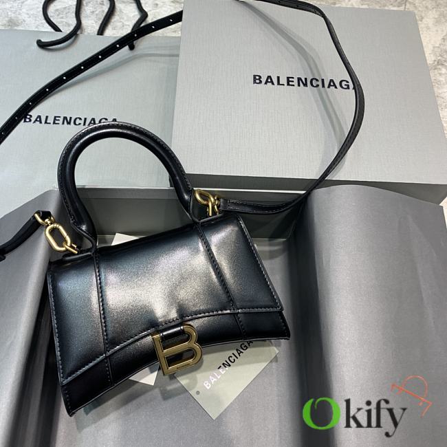 Okify Balenciaga Black Hourglass Bag With Gold Hardware 19x8x21cm - 1