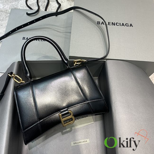 Okify Balenciaga Black Hourglass Bag With Gold Hardware 23x10x14cm - 1