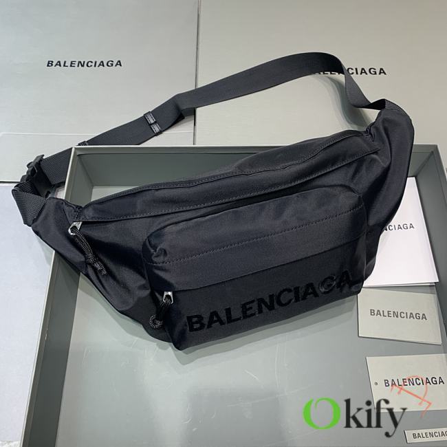 Okify Balenciaga Wheel Belt Black Bag 23x5x20cm 21672	 - 1