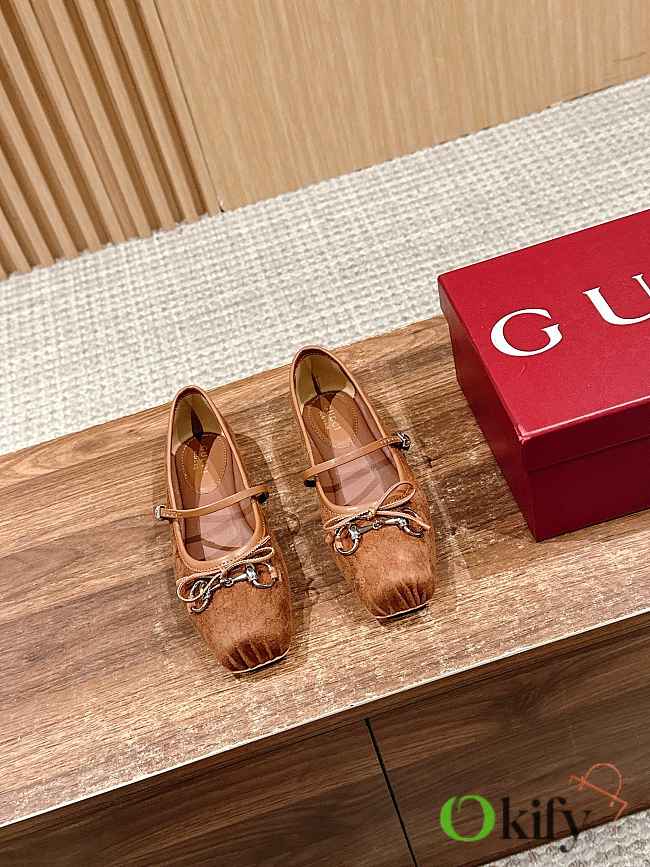 Okify Gucci Horsebit Flat Shoes In Brown EU35-40 - 1