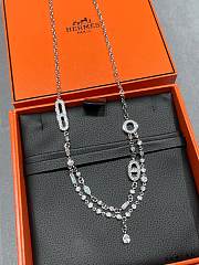 Okify Hermes Silver Diamond Necklace  - 1