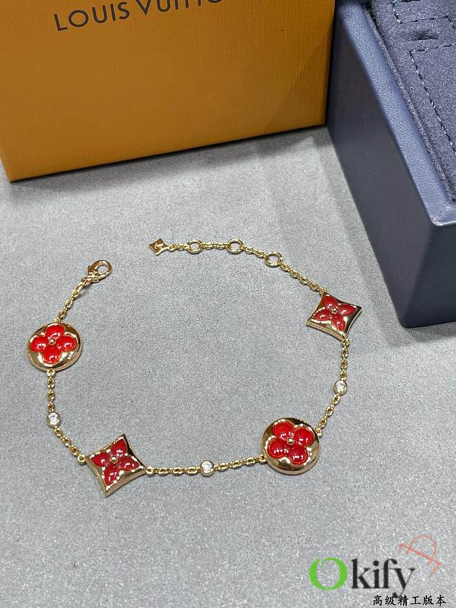 Okify Louis Vuitton 4 Red Charm Bracelet  - 1