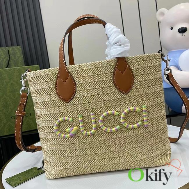 Okify Gucci Straw Effect Tote 35x25x10cm - 1