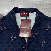 Okify Gucci Dark Blue Short Sleeve Shirt With Snake S-XL  - 2