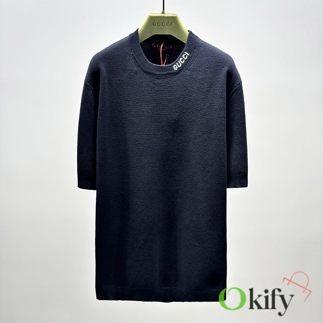 Okify Gucci Dark Blue Silk Cotton T-shirt S-XL  - 1