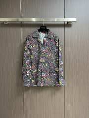 Okify Gucci Gray Short Sleeve Shirt With Flowers S-XL  - 1