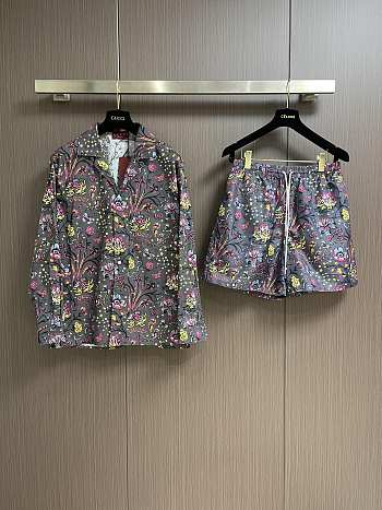 Okify Gucci Set Of Gray Shirt And Shorts With Flowers S-XL 