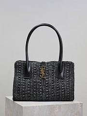 Okify YSL Panier Raffia Tote Bag In Black 29x21x9cm - 1