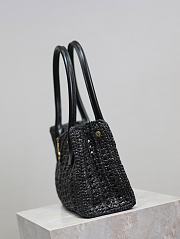 Okify YSL Panier Raffia Tote Bag In Black 29x21x9cm - 2