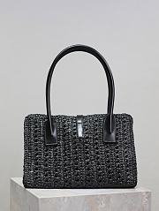 Okify YSL Panier Raffia Tote Bag In Black 29x21x9cm - 5