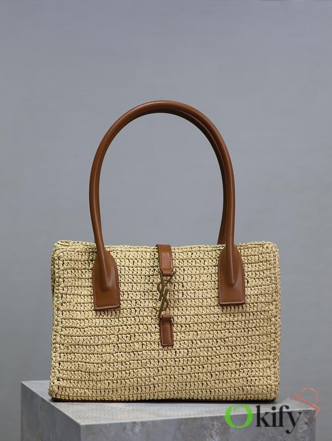 Okify YSL Panier Raffia Tote Bag In Beige 29x21x9cm - 1