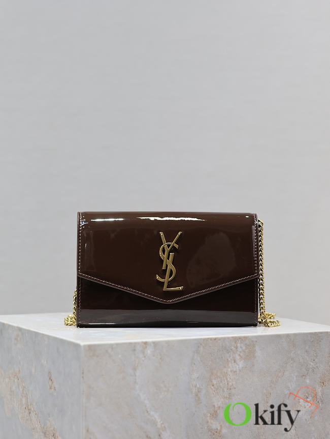 Okify YSL Uptown Chain Wallet Bag In Chocolate Brown 19x12x4cm - 1