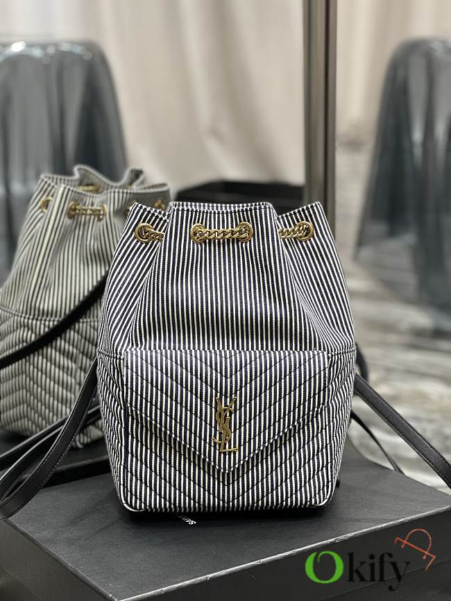 Okify YSL Joe Striped Bucket Bag 22x29x15cm - 1