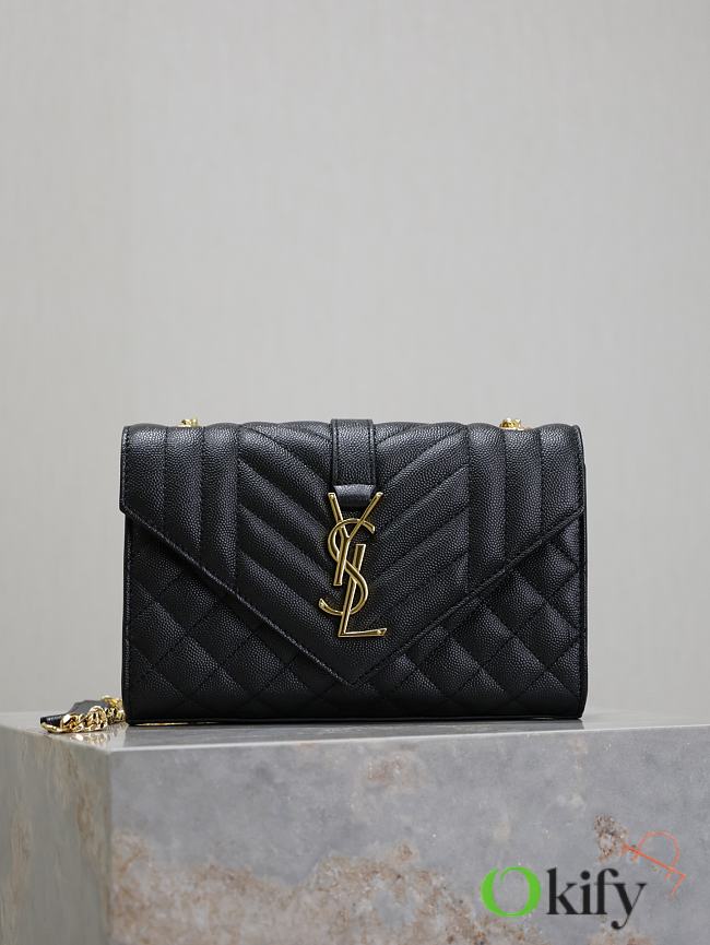 Okify YSL Envelope Matelasse WOC Bag In Black With Gold Hardware 21x13x6cm  - 1