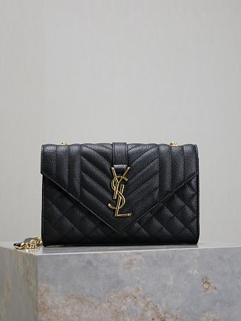 Okify YSL Envelope Matelasse WOC Bag In Black With Gold Hardware 21x13x6cm 