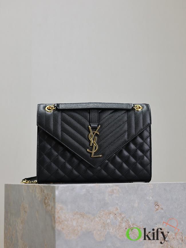 Okify YSL Envelope Bag In Black With Gold Hardware 24x17.5x6cm - 1