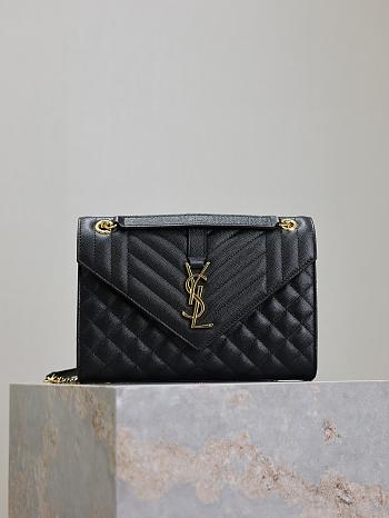 Okify YSL Envelope Bag In Black With Gold Hardware 24x17.5x6cm