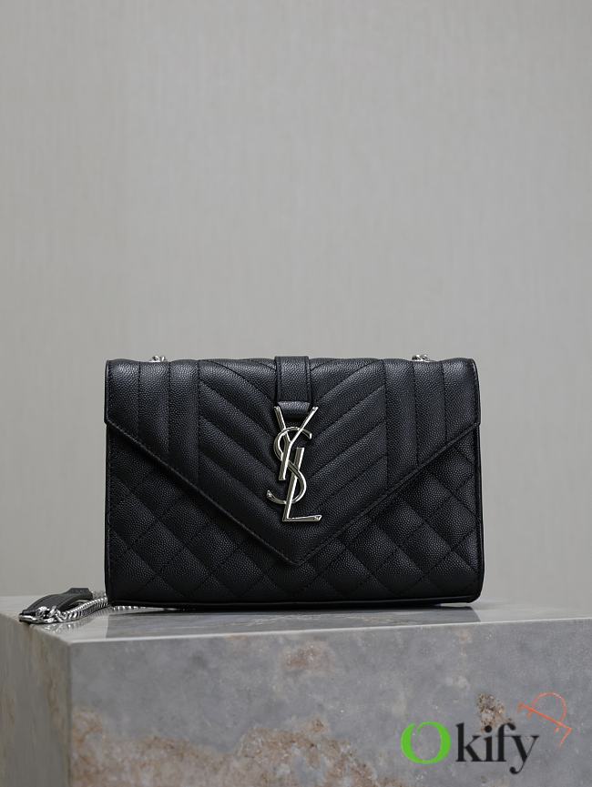 Okify YSL Envelope Bag In Black With Silver Hardware 21x13x6cm  - 1