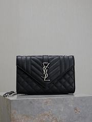 Okify YSL Envelope Bag In Black With Silver Hardware 21x13x6cm  - 1