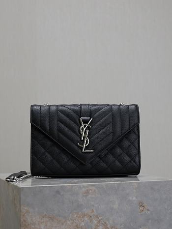 Okify YSL Envelope Bag In Black With Silver Hardware 21x13x6cm 