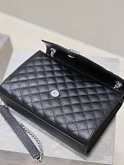 Okify YSL Envelope Bag In Black With Silver Hardware 24x17.5x6cm - 3