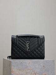 Okify YSL Envelope Bag In Black With Silver Hardware 24x17.5x6cm - 1