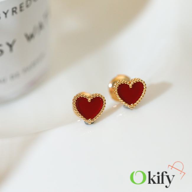 Okify VCA Red Heart Earrings 21758 - 1