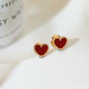 Okify VCA Red Heart Earrings 21758 - 1