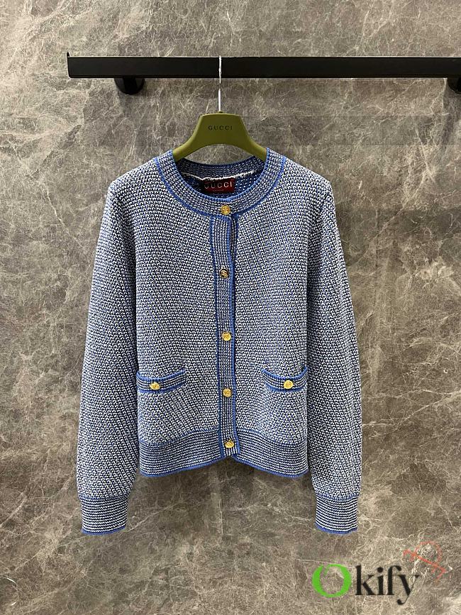 Okify Gucci Blue Yarn Knitted Cardigan SML  - 1