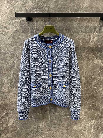 Okify Gucci Blue Yarn Knitted Cardigan SML 