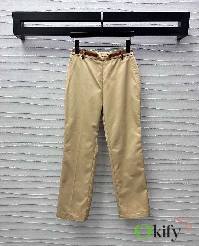 Okify Gucci Beige Horsebit Belt Pants SML  - 1