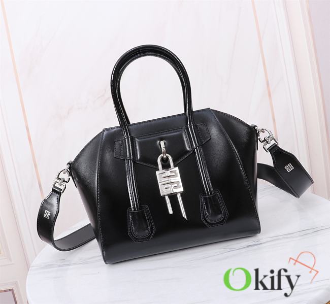 Okify Givenchy Antigona Lock Bag In Black With Silver Hardware 22x29x18x13cm  - 1