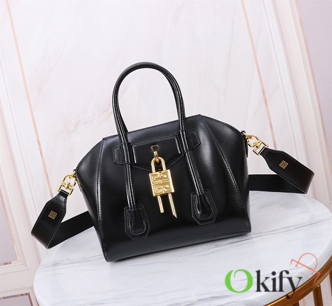 Okify Givenchy Antigona Lock Bag In Black With Gold Hardware 22x29x18x13cm  - 1