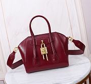 Okify Givenchy Antigona Lock Bag In Dark Red 22x29x18x13cm  - 1