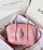 Okify Givenchy Mini Antigona Lock Bag In Pink Box Leather 20x22x13cm  - 1