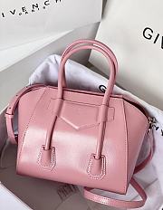 Okify Givenchy Mini Antigona Lock Bag In Pink Box Leather 20x22x13cm  - 5