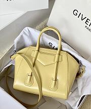 Okify Givenchy Mini Antigona Lock Bag In Light Yellow Box Leather 20x22x13cm  - 3