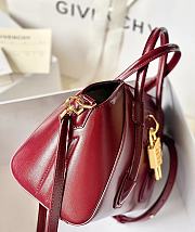 Okify Givenchy Mini Antigona Lock Bag In Dark Red Box Leather 20x22x13cm  - 2