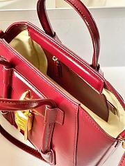 Okify Givenchy Mini Antigona Lock Bag In Dark Red Box Leather 20x22x13cm  - 4