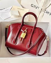 Okify Givenchy Mini Antigona Lock Bag In Dark Red Box Leather 20x22x13cm  - 1