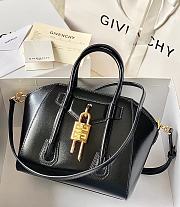 Okify Givenchy Mini Antigona Lock Bag In Black Box Leather With Gold Hardware 20x22x13cm  - 1