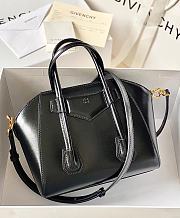 Okify Givenchy Mini Antigona Lock Bag In Black Box Leather With Gold Hardware 20x22x13cm  - 4